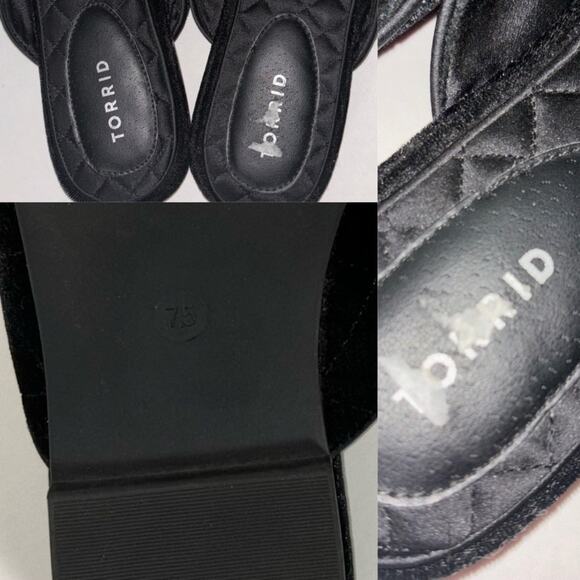 Torrid Black Velvet Quilted Mules Slip On flats Women's Size 7.5W (Wide) - Picture 16 of 16